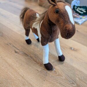 Stuffed Brown & White Horse - Bendable Legs